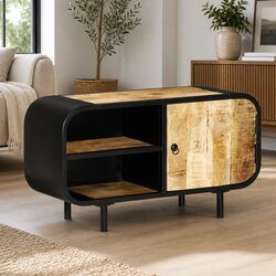 TV Cabinet 90x30x48 cm Brown Wooden Storage Unit Industrial Style Furniture