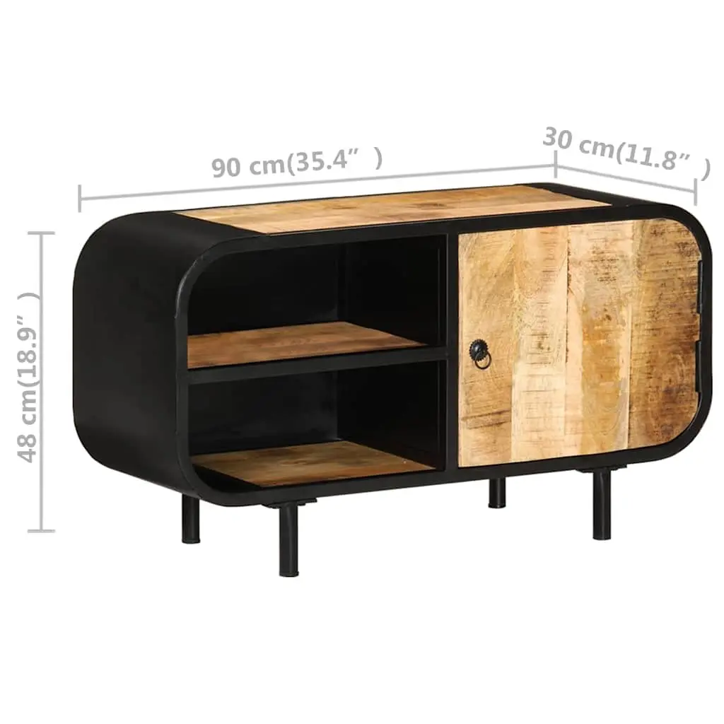 TV Cabinet Brown 90x30x48 cm Wooden Storage Unit Industrial Style