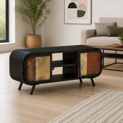 Compact Reclaimed Wood TV Cabinet 110x30x45cm