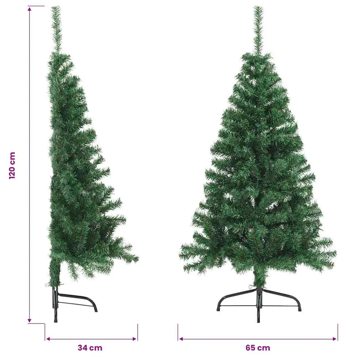 Artificial Half Christmas Tree Green 120cm Wall-Mount Seasonal Holiday