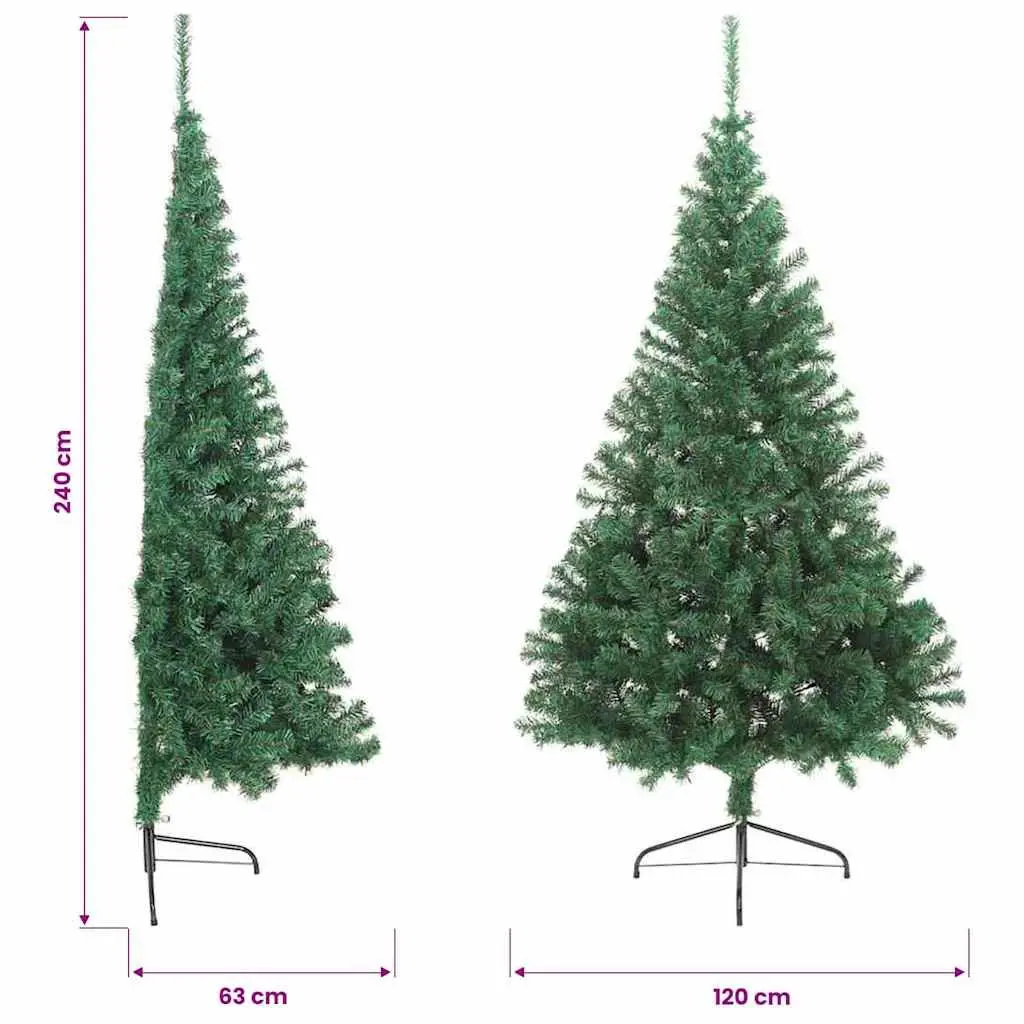 Artificial Half Christmas Tree 240cm Green Wall-Mount Seasonal Holiday Decor
