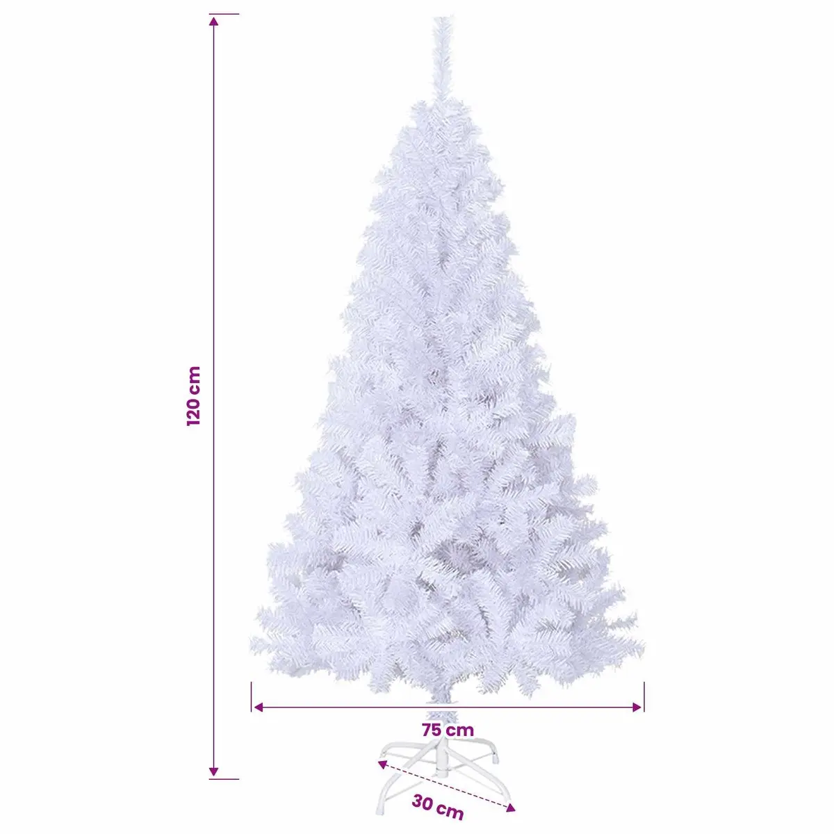 Artificial Christmas Tree White 120cm Thick Branches PVC Indoor Outdoor Decor
