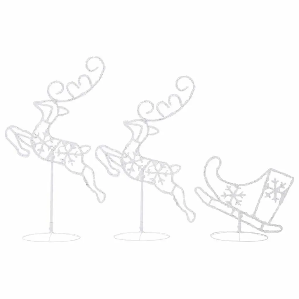 Christmas Decoration Cold White 260cm Acrylic Flying Reindeer Sleigh with 72 LED Lights