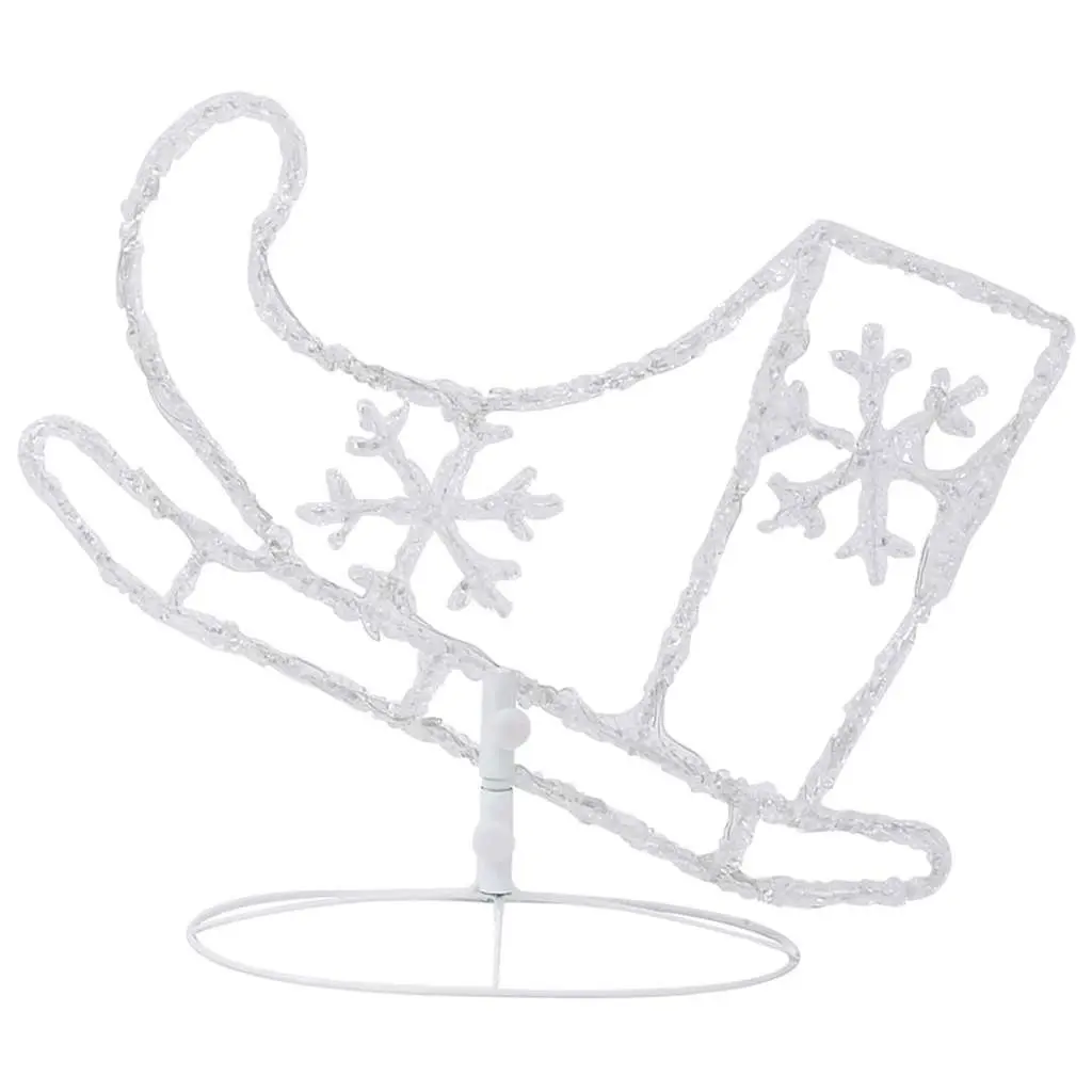Christmas Decoration Cold White 260cm Acrylic Flying Reindeer Sleigh with 72 LED Lights