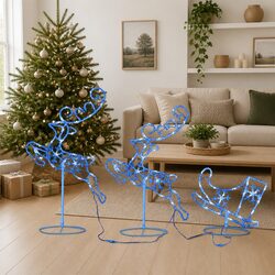 Flying Reindeer Sleigh with LED Lights - 260cm
