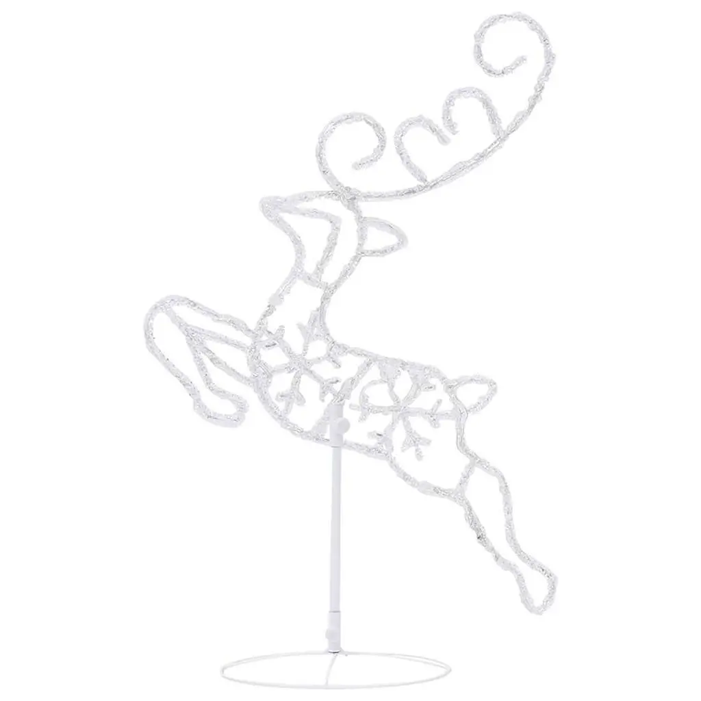 Christmas Decoration Blue 260cm Acrylic Flying Reindeer Sleigh with 72 LED Lights 8 Lighting Modes Indoor Outdoor