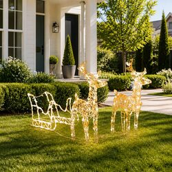 Sleigh with Reindeer Christmas Decoration for Your Garden