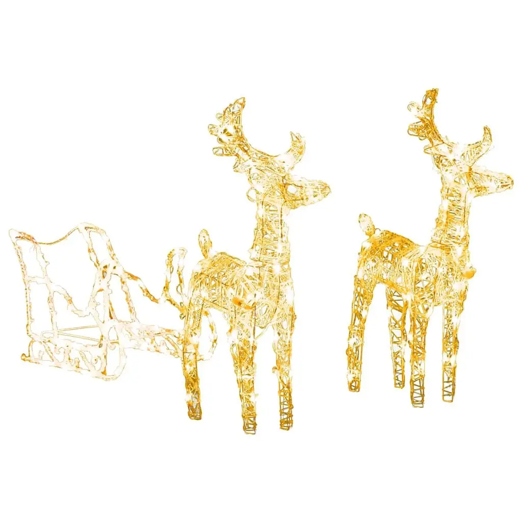 Christmas Decoration Warm White 160 LEDs Reindeer Sleigh Outdoor Garden 130 cm