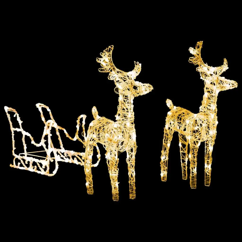 Christmas Decoration Warm White 160 LEDs Reindeer Sleigh Outdoor Garden 130 cm