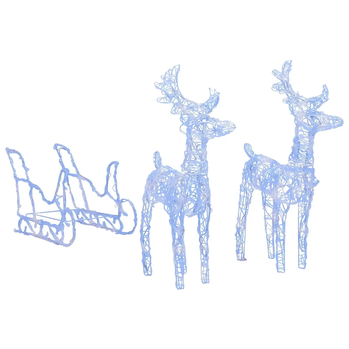 Christmas Reindeer Sleigh Blue 130 cm LED Light Decoration Weatherproof Outdoor Display