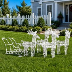 Christmas Reindeer Sleigh with LED Lights for Outdoor Fun