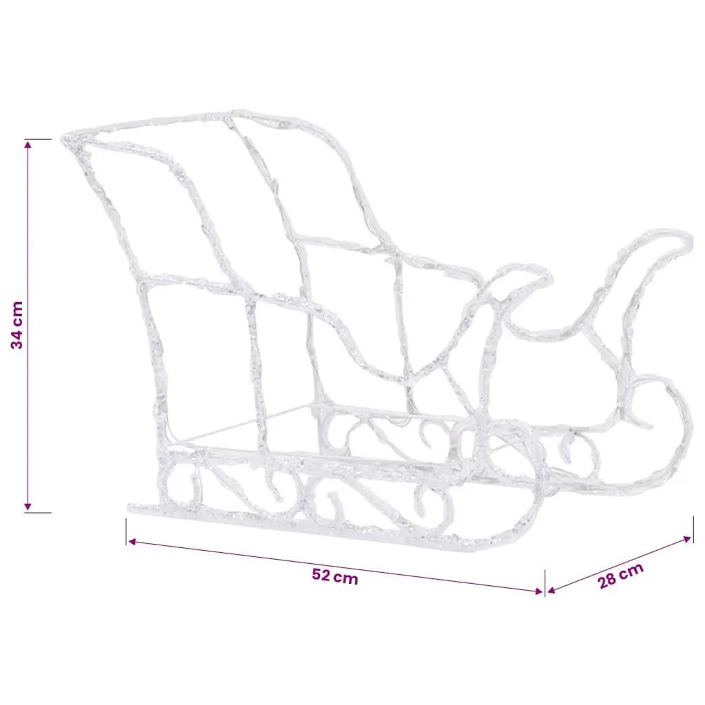 Christmas Reindeer Sleigh LED Light Decoration Warm White 280 x 28 x 55 cm Pre-lit Outdoor Garden Acrylic