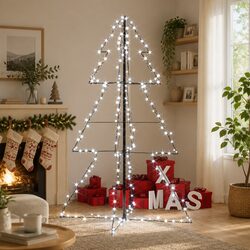 Christmas Cone Tree 200 LEDs 8 Lighting Effects Indoor Outdoor White 98x150cm