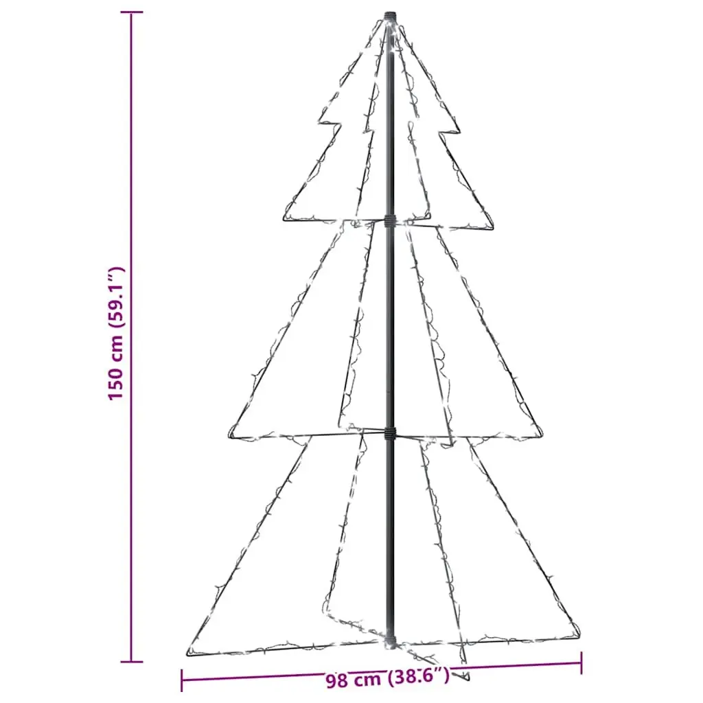Christmas Cone Tree White 98x150cm 200 LEDs 8 Lighting Effects Indoor Outdoor