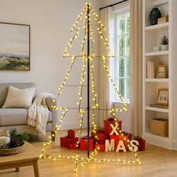 Christmas Cone Tree 240 LEDs 8 Lighting Effects Indoor Outdoor White 118x180cm