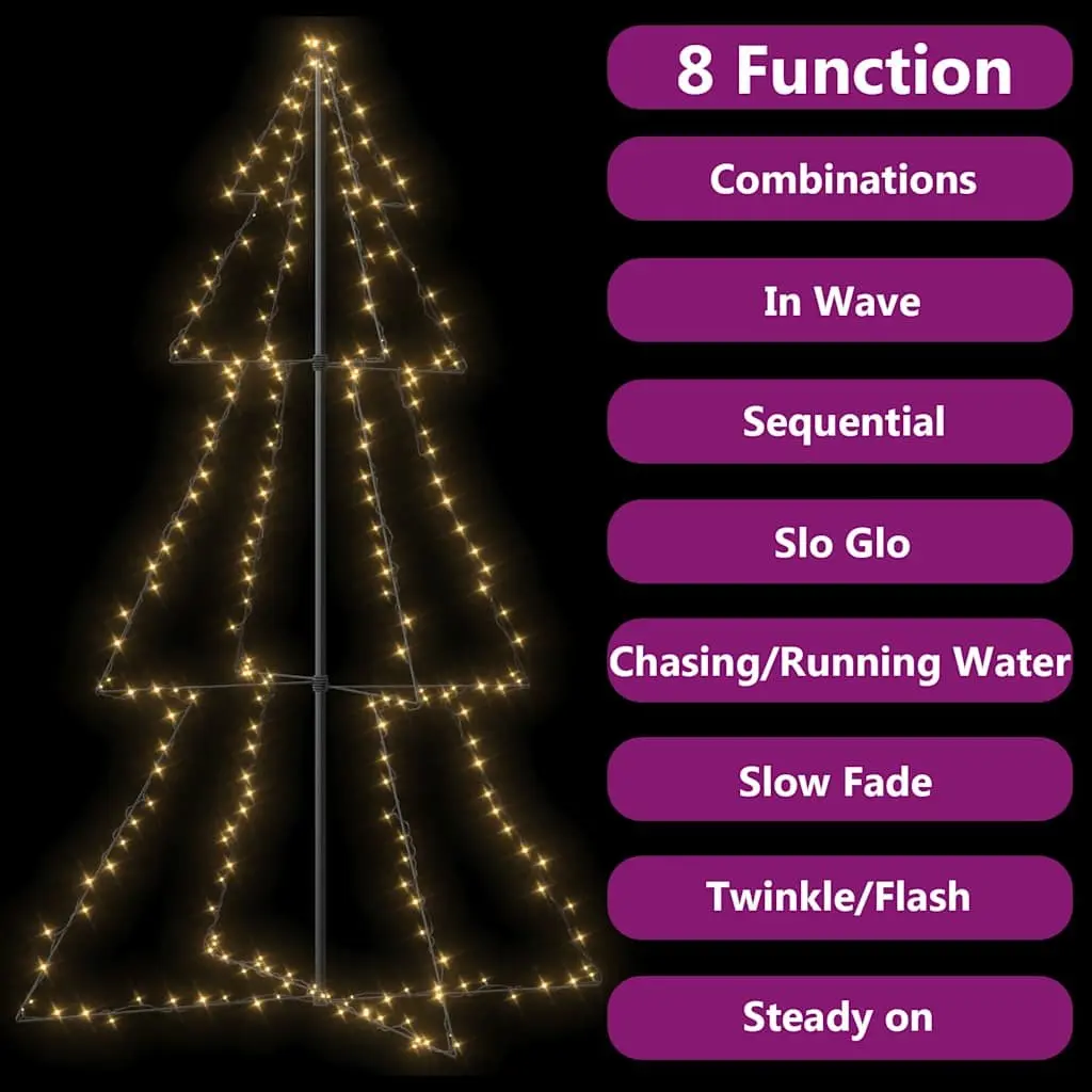 Christmas Cone Tree White 118x180cm 240 LEDs 8 Lighting Effects
