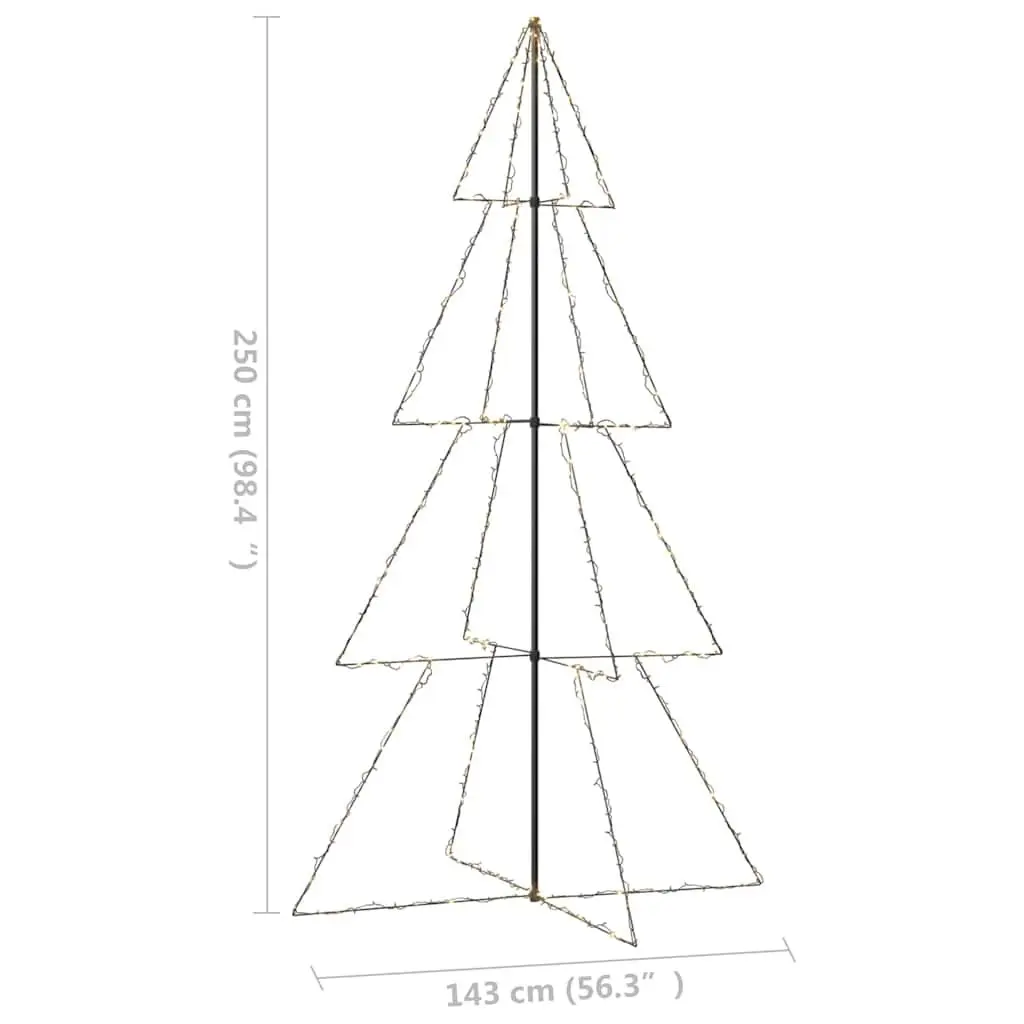 Christmas Cone Tree White 250cm 360 LED Lights Indoor Outdoor Decoration