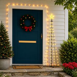 Compact Christmas Cone Tree with 70 Warm White LEDs