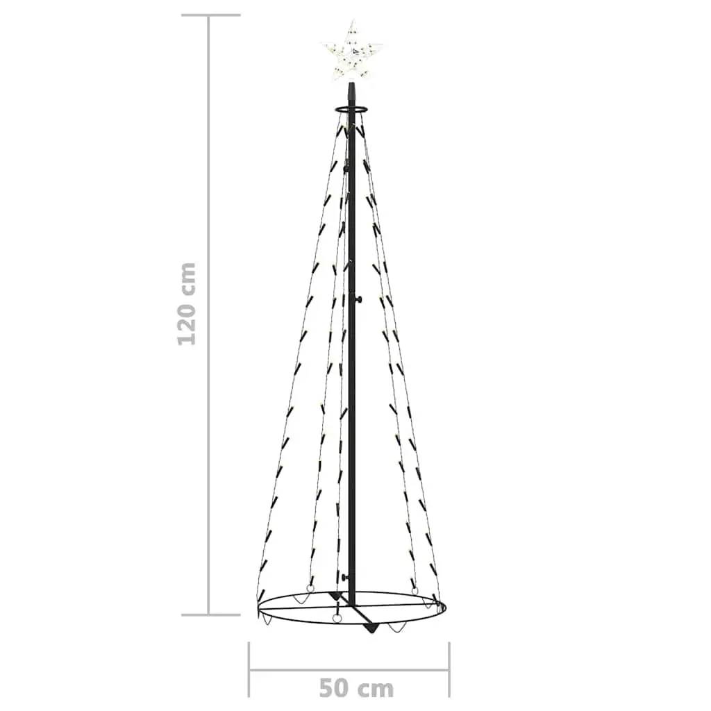 Christmas Cone Tree White 50 x 120 cm 70 Warm White LEDs with Star Top Light
