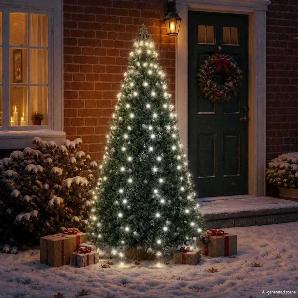 LED Net Lights Cold White 210cm 8 Effects Indoor Outdoor