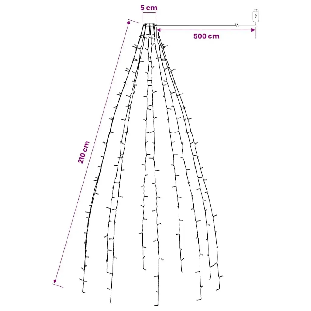 LED Net Lights Cold White 210cm 8 Effects Indoor Outdoor