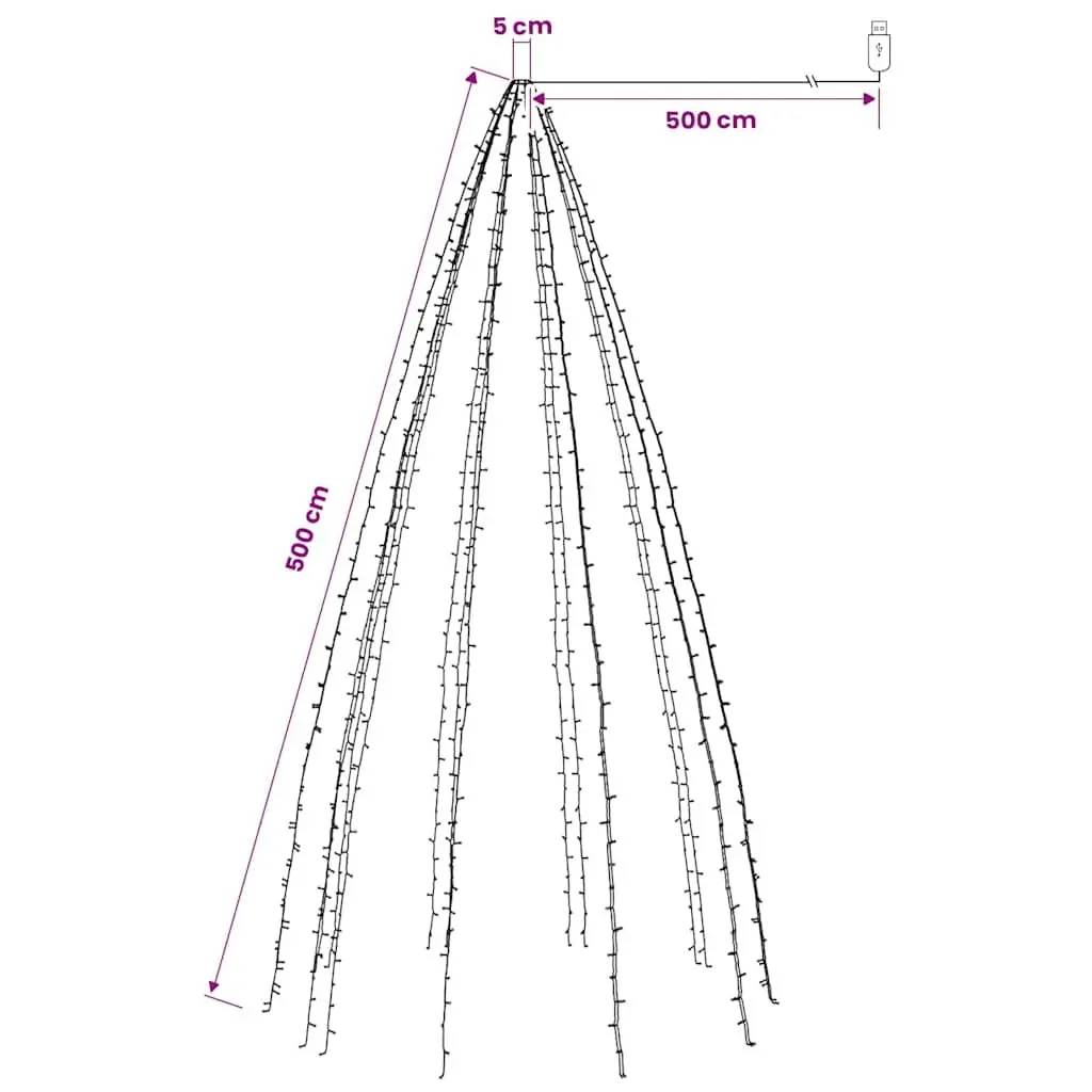 LED Tree Lights Cold White 500 LEDs Indoor Outdoor 8 Lighting Effects