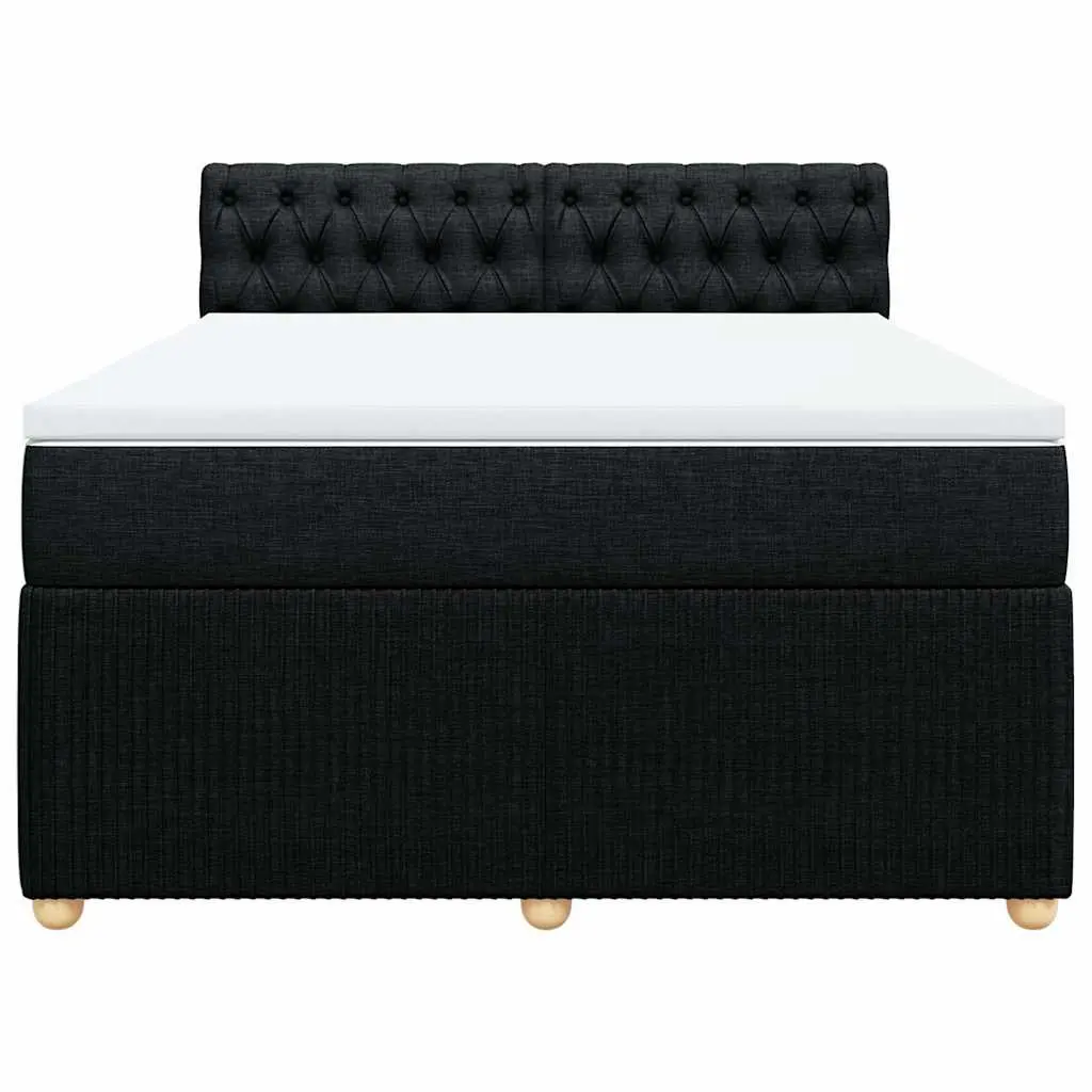 Double Box Spring Bed Black Double Pocket Spring Mattress with LED Lights