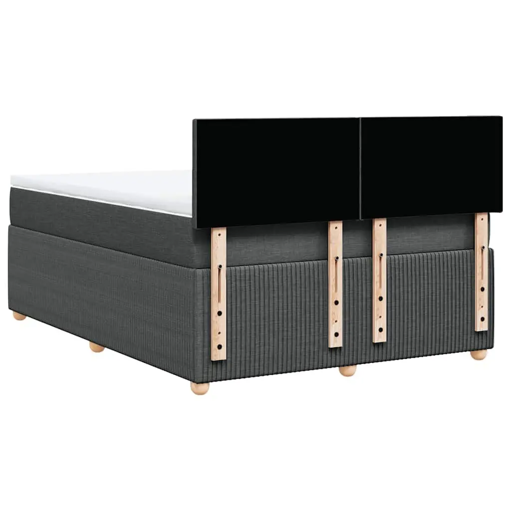 Queen Bed Frame Dark Grey Fabric Pocket Spring Mattress with LED Lights