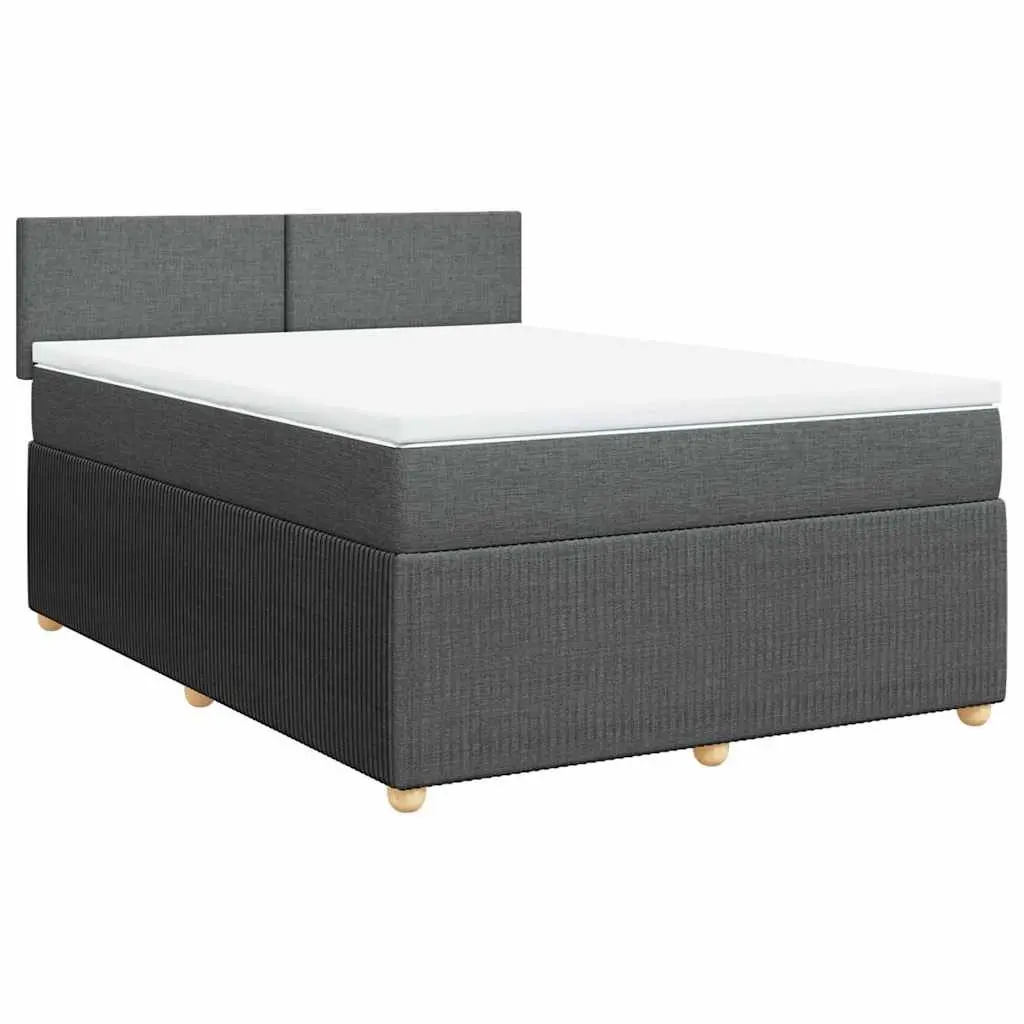 Queen Bed Frame Dark Grey Fabric Pocket Spring Mattress with LED Lights