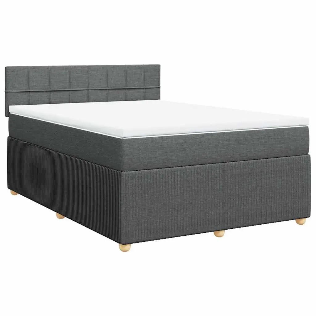 Queen Bed Frame Grey Fabric Pocket Spring Mattress with LED Lights