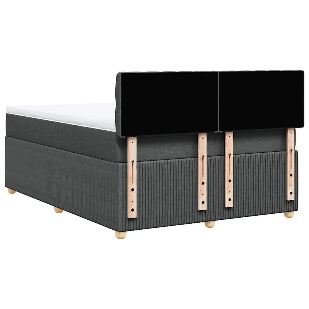 Queen Box Spring Bed Grey Polyester Pocket Spring Mattress with Adjustable LED Lights