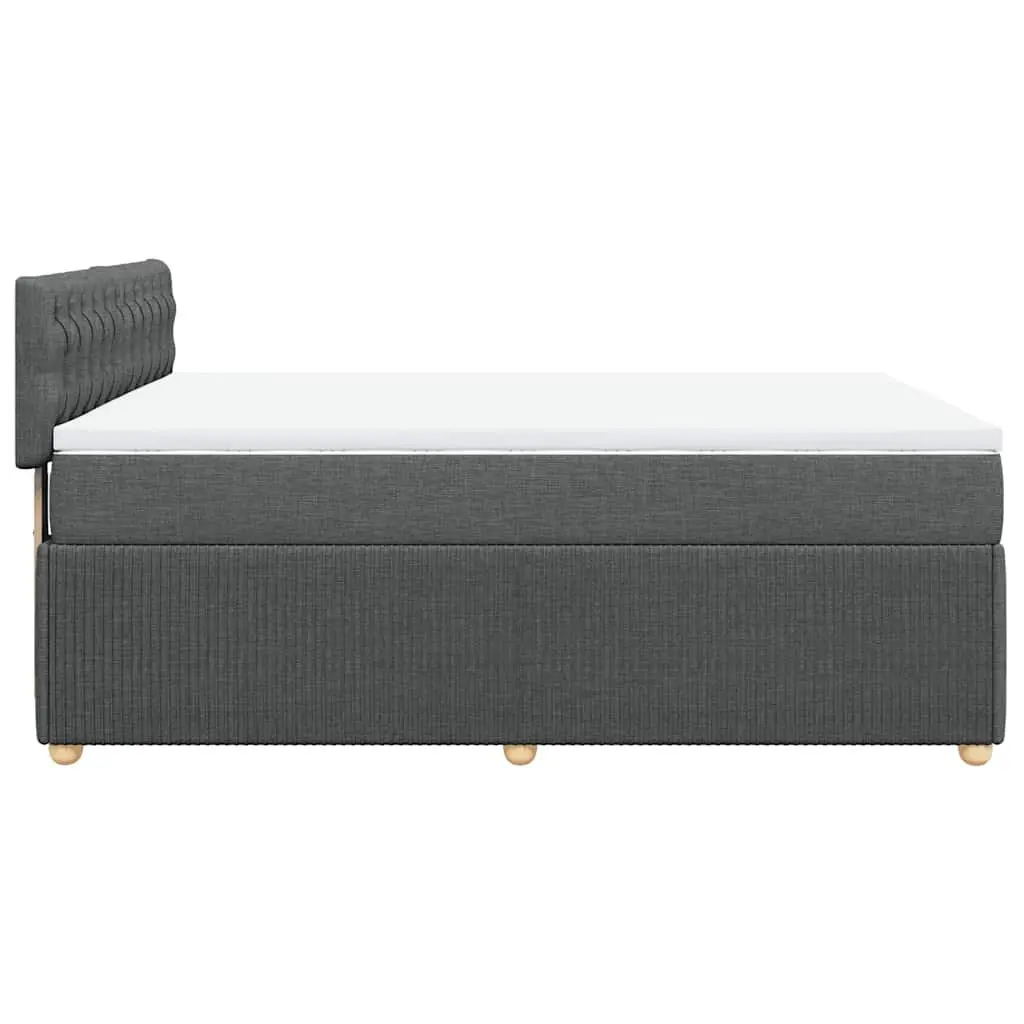 Queen Box Spring Bed Grey Polyester Pocket Spring Mattress with Adjustable LED Lights