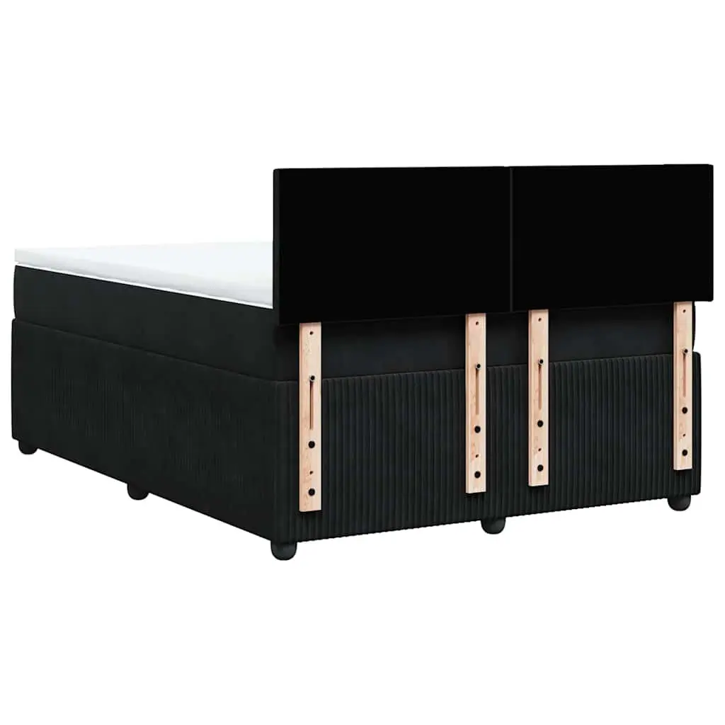 Velvet Box Spring Bed with Pocket Spring Mattress