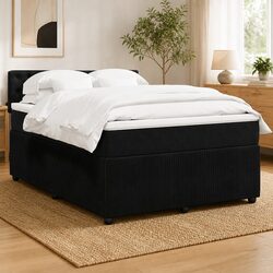 Box Spring Bed with Pocket Spring Mattress LED Lights Grey Double Velvet