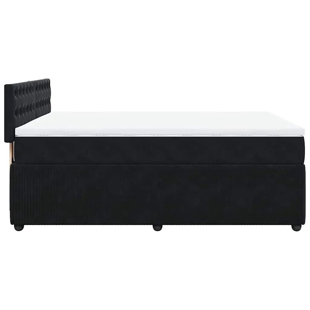 Box Spring Bed Grey Double Velvet Pocket Spring Mattress with LED Lights