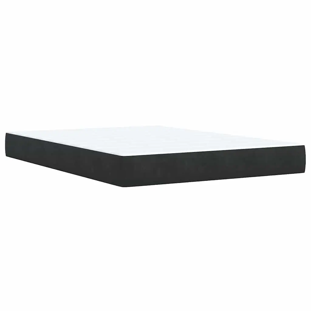Box Spring Bed Grey Double Velvet Pocket Spring Mattress with LED Lights