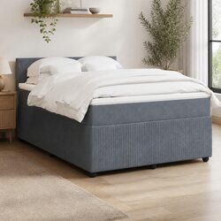 Queen Box Spring Bed with Pocket Mattress and LED Lights