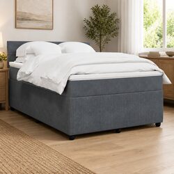 Queen Velvet Box Spring Bed with Customizable LED Lights