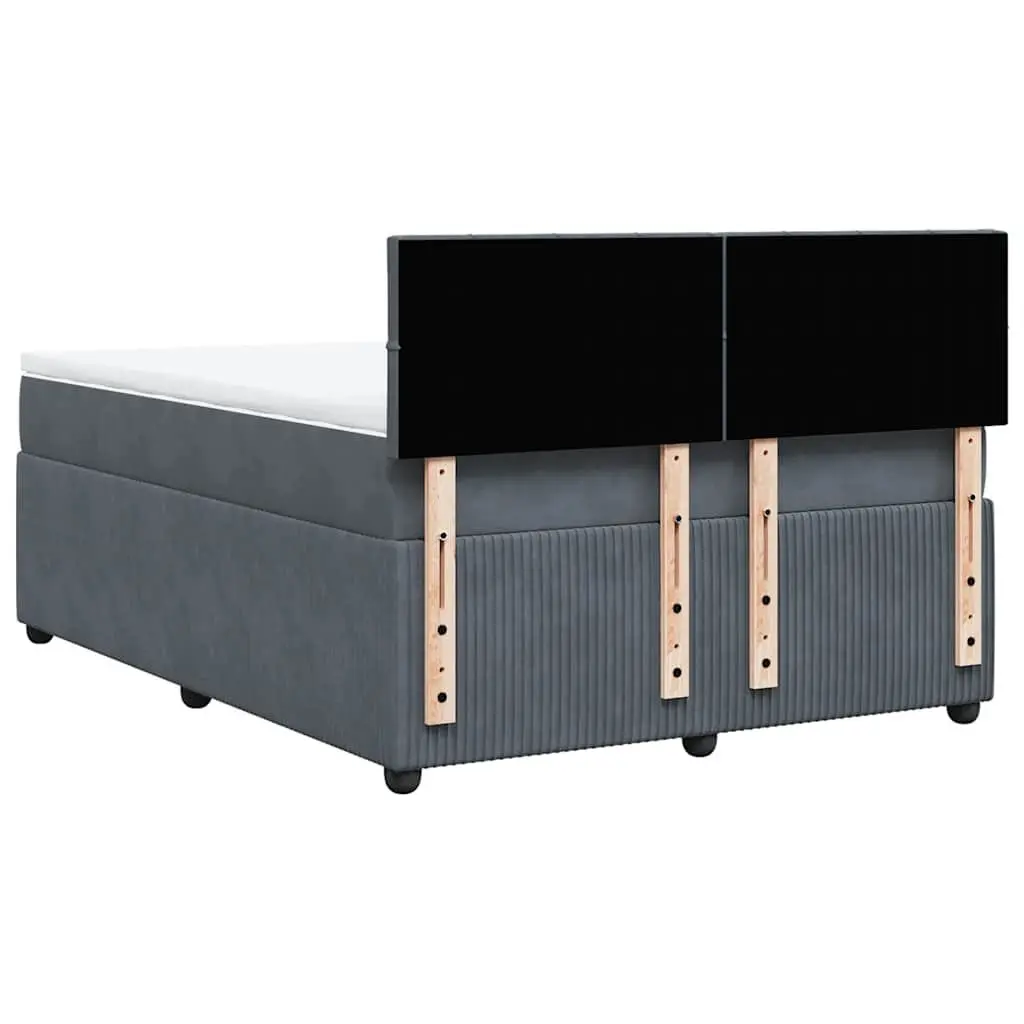 Queen Bed Grey Velvet Pocket Spring Mattress with Adjustable LED Lights