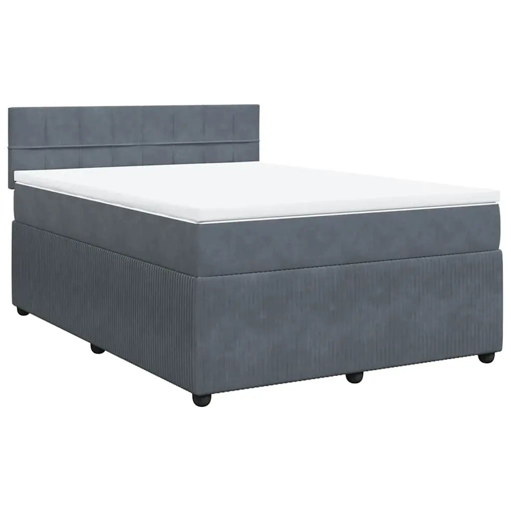 Queen Bed Grey Velvet Pocket Spring Mattress with Adjustable LED Lights