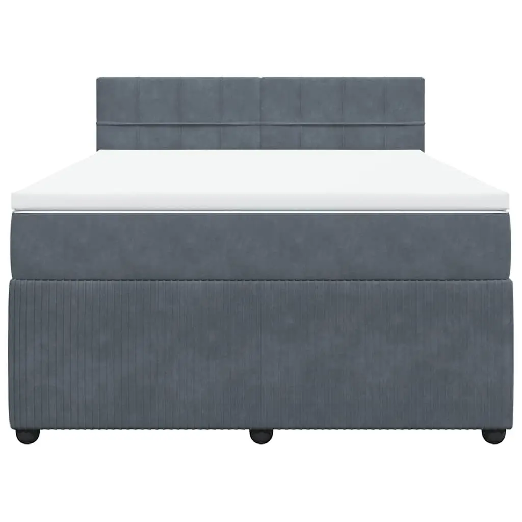 Queen Bed Grey Velvet Pocket Spring Mattress with Adjustable LED Lights