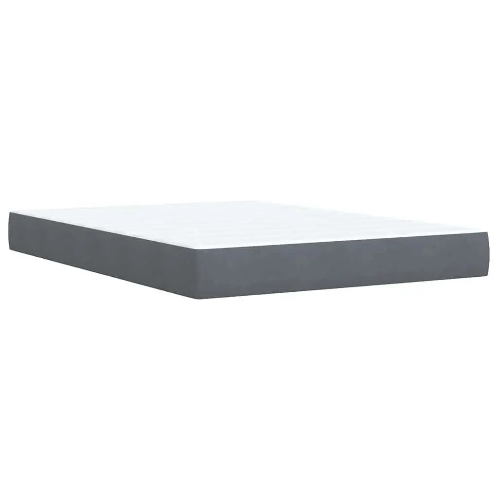 Queen Bed Grey Velvet Pocket Spring Mattress with LED Lights