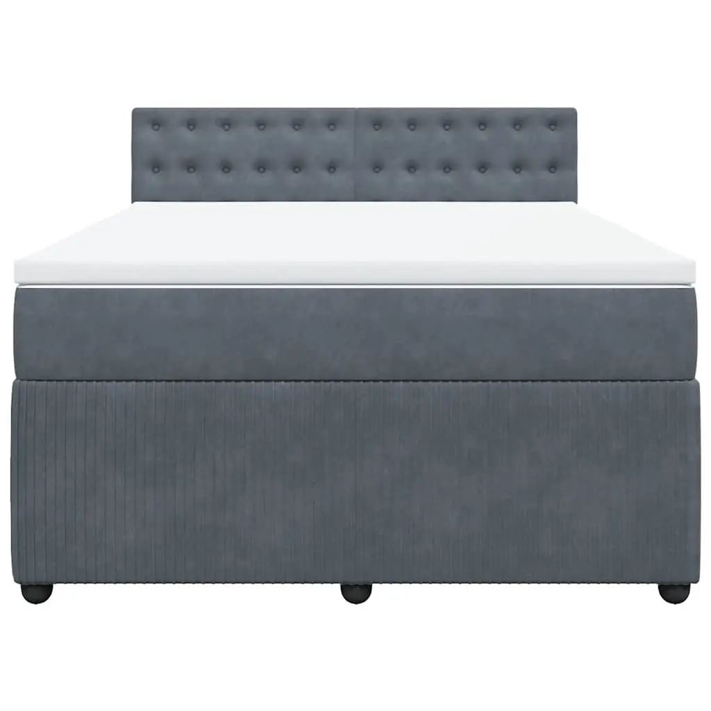 Queen Bed Grey Velvet Pocket Spring Mattress with LED Lights