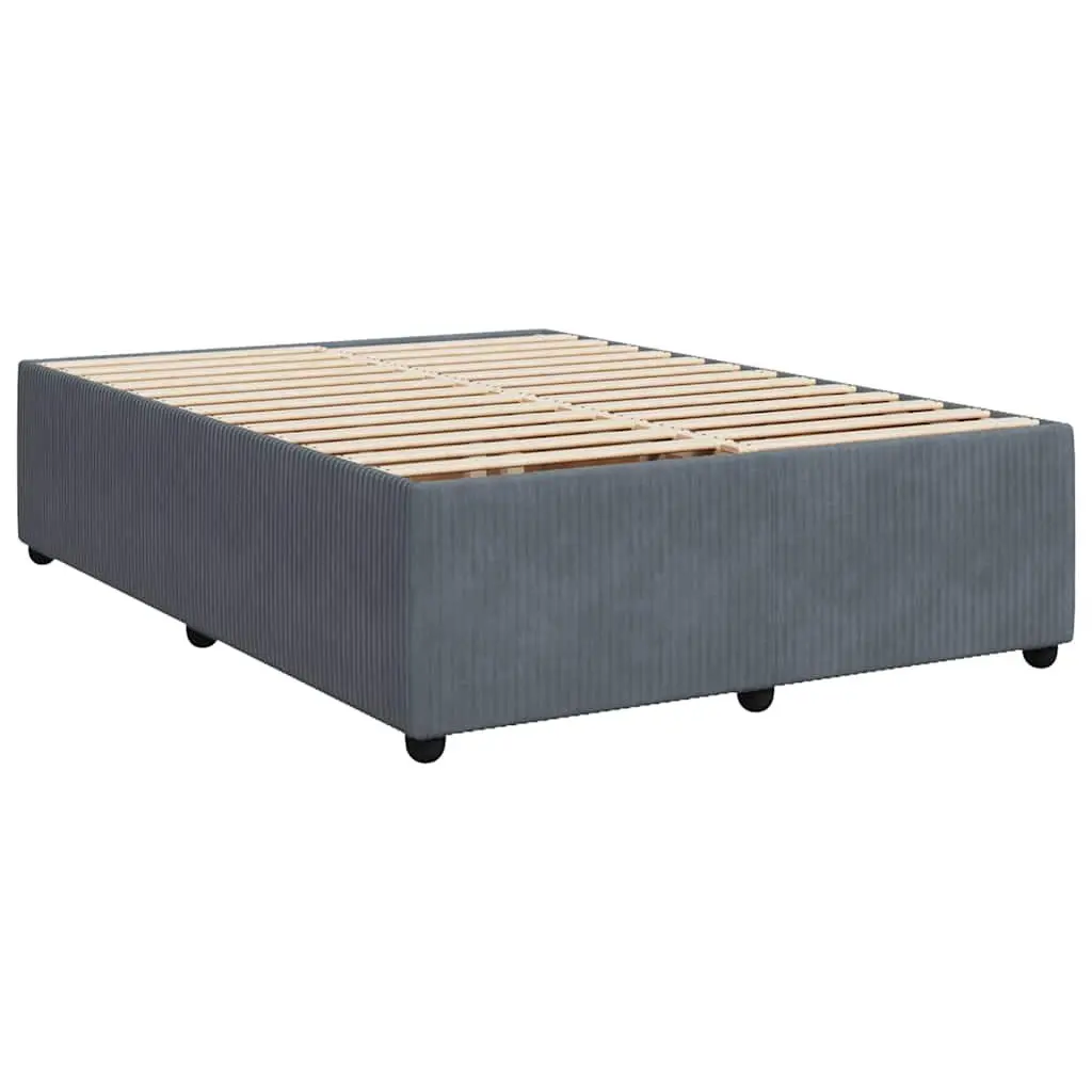 Queen Bed Grey Velvet Pocket Spring Mattress with LED Lights