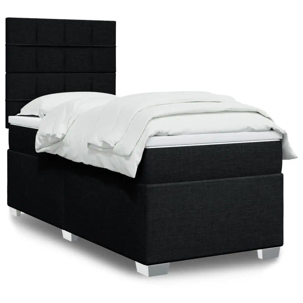 Box Spring Bed Black King Single Pocket Mattress Height Adjustable Headboard