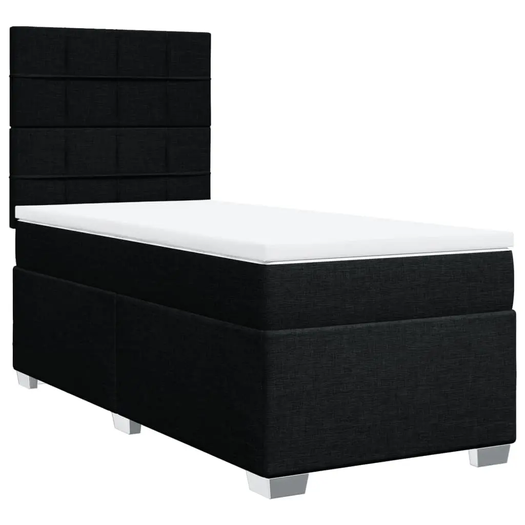 Box Spring Bed Black King Single Pocket Mattress Height Adjustable Headboard
