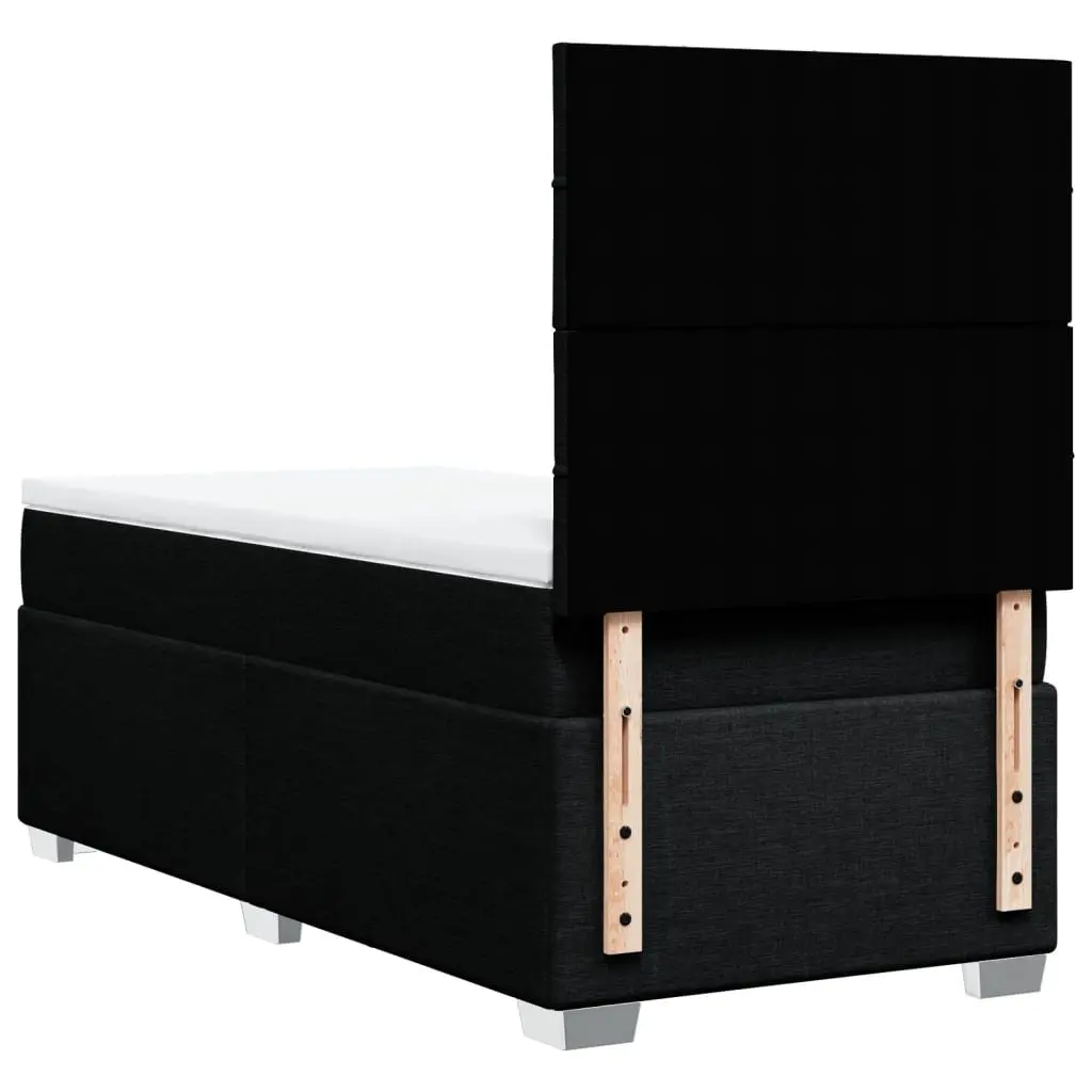 Box Spring Bed Black King Single Pocket Mattress Height Adjustable Headboard