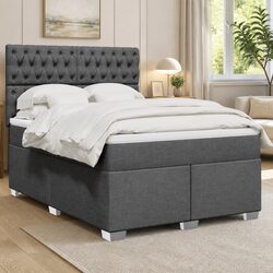 Efficient Dark Grey Double Box Spring Bed Set