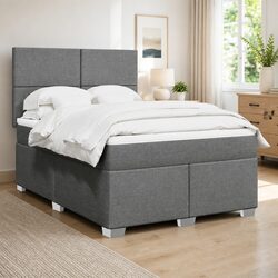 Queen Box Spring Bed with Pocket Spring Mattress Height-Adjustable Headboard