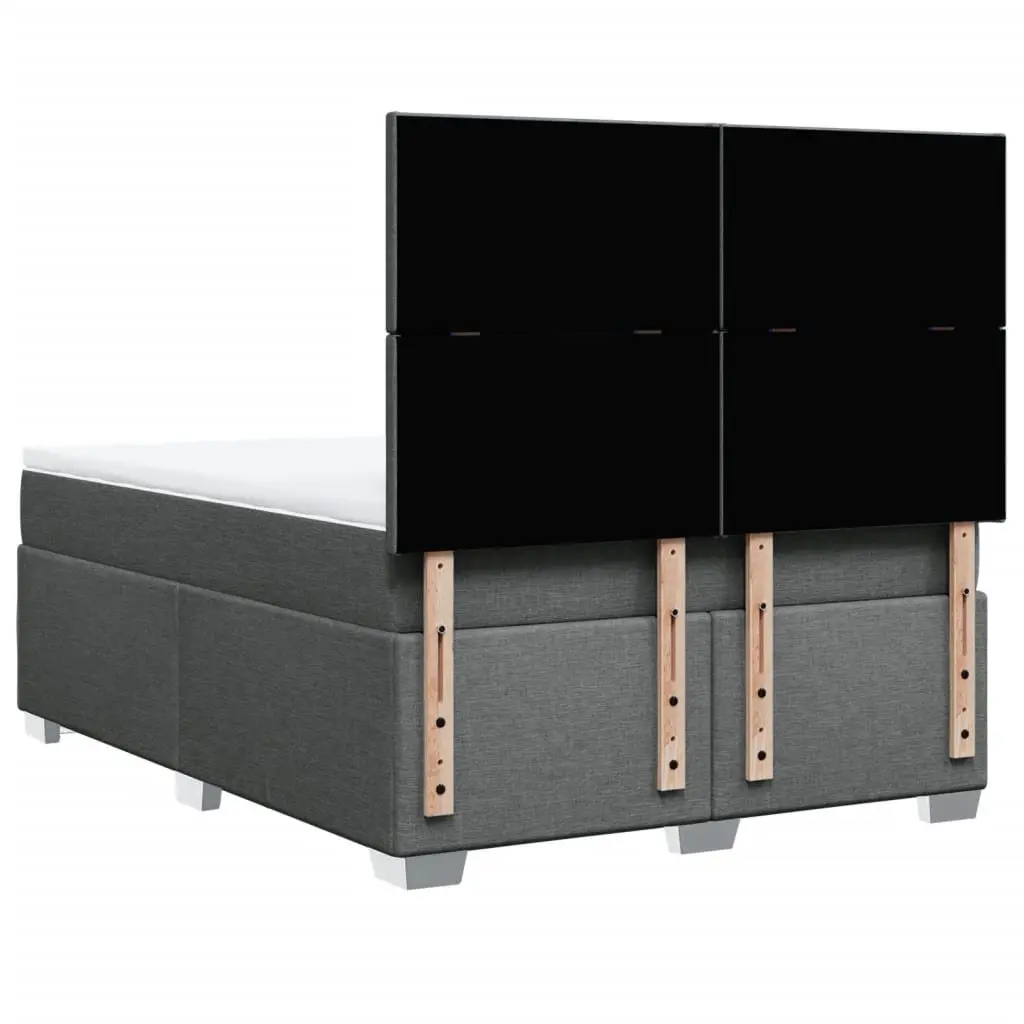 Queen Bed Dark Grey Height-Adjustable Headboard Pocket Spring Mattress